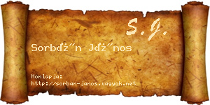 Sorbán János névjegykártya